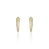 Gold hoop earrings with embedded diamonds on a white background